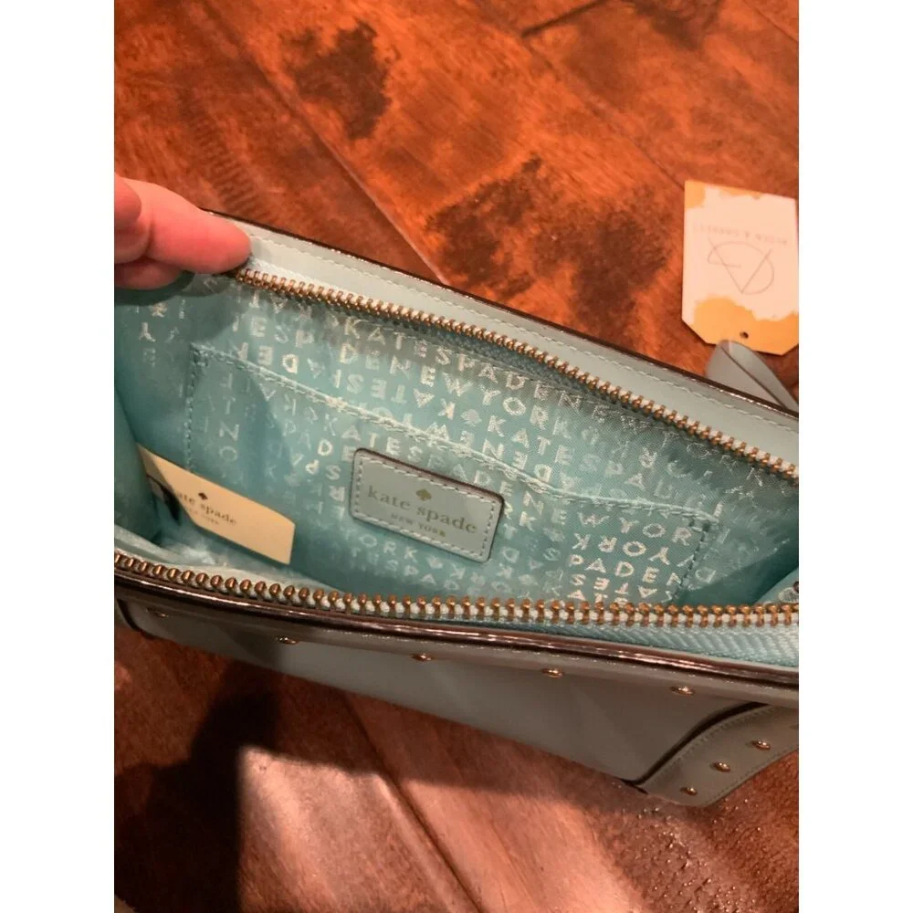 Kate Spade New York Lucy Light Blue Studded Leather Clutch
